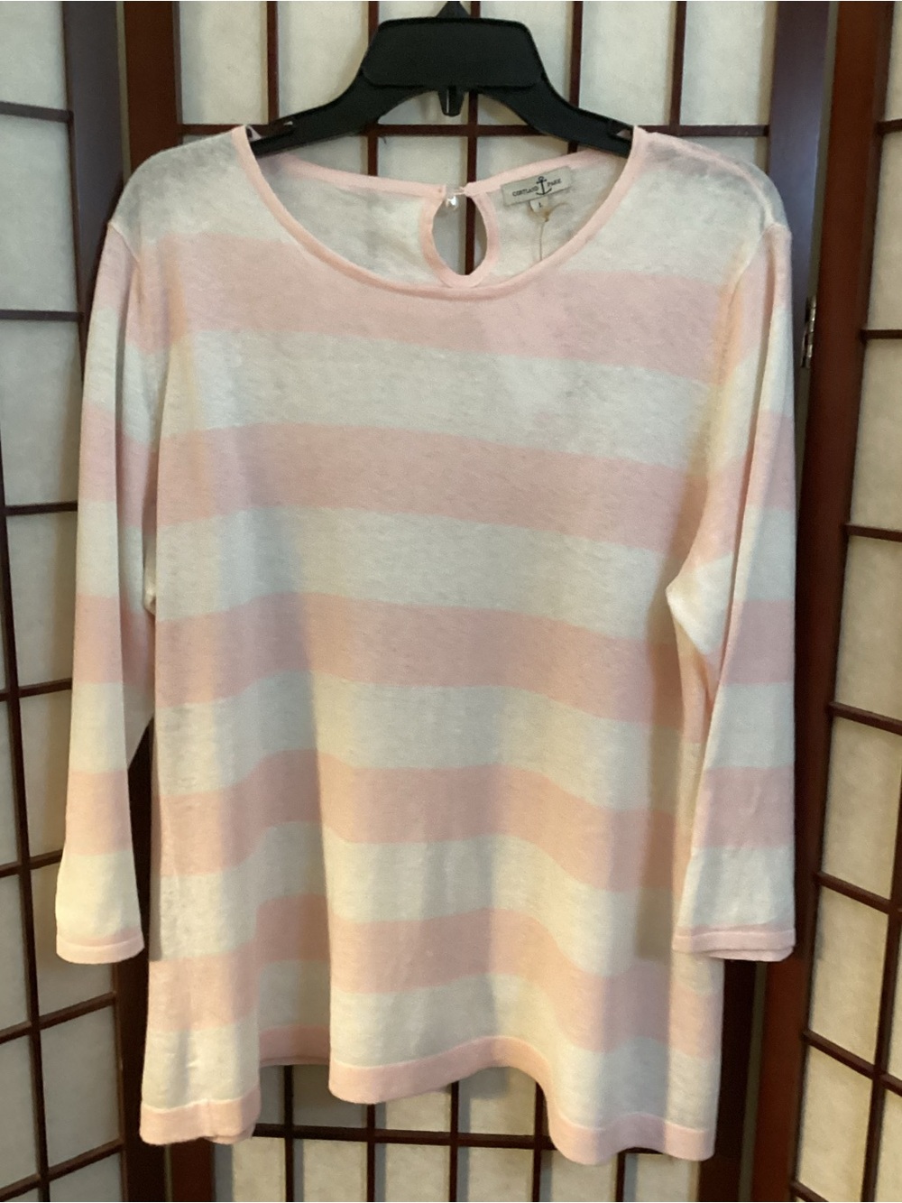 Cortland Park Women’s Soft Pastel Striped Top Size L